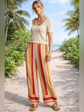 Sage The Label Striped lined wide and flowy dress pants